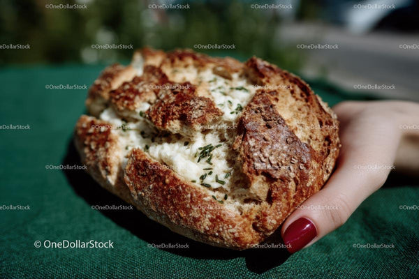 Rustic Bread Loaf with Garlic Butter and Herbs