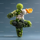 Creative Vegetable Figure with Broccoli and Citrus