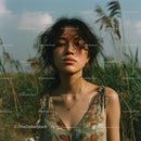 Serene Young Woman with Windswept Hair in Nature