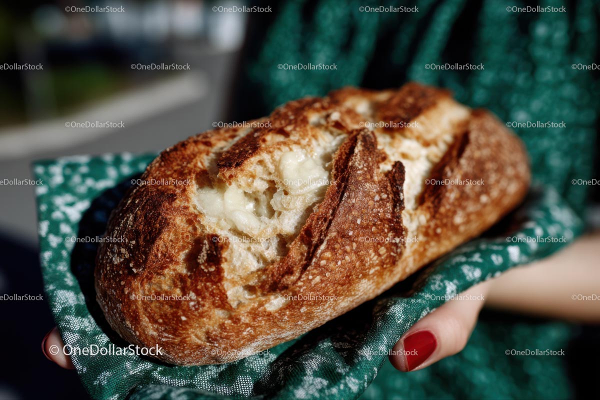Freshly Baked Sourdough Bread with Crunchy Crust