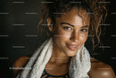 Smiling Athletic Woman with Towel After Workout