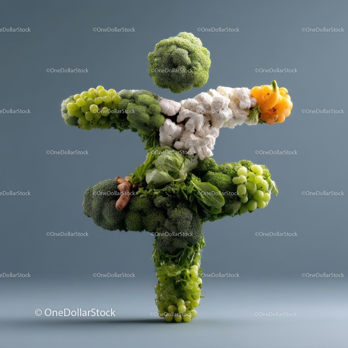 Creative Broccoli and Grape Food Sculpture