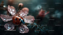Ladybug Resting on Dewy Blossom Petal