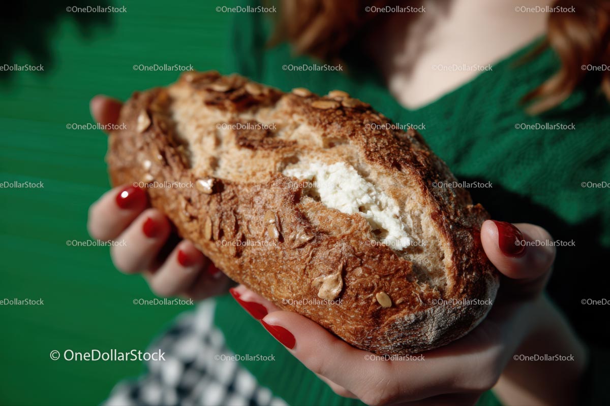 Close-Up of Fresh Rustic Loaf with Seeds