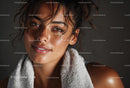 Smiling Woman with Towel and Natural Glow