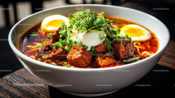 Spicy Pork Ramen with Eggs and Green Onions