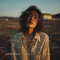 Woman in Sunset with Bohemian Style Shirt
