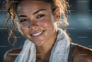 Smiling Woman Relaxing After Intense Workout Session