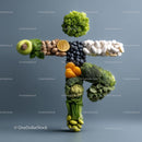 Creative Composition of Fruits, Vegetables, and Supplements
