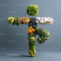 Creative Composition of Fruits, Vegetables, and Supplements