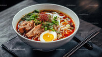 Spicy Ramen Bowl with Pork Belly and Boiled Eggs
