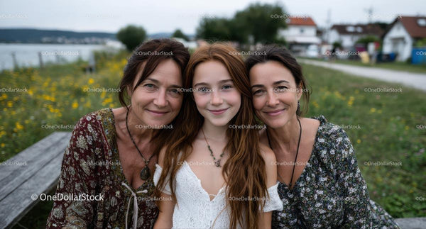 Happy Family Portrait in Green Countryside Setting