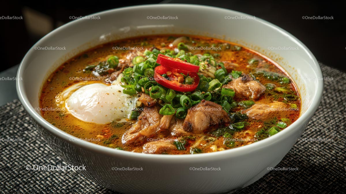 Spicy Ramen Bowl with Pork Belly and Boiled Eggs