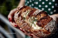Artisan Sourdough Loaf with Chives and Butter