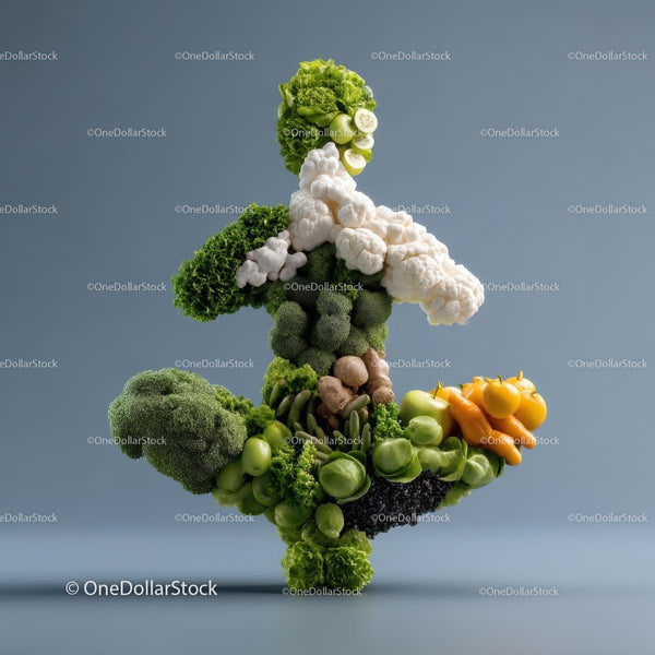 Creative Vegetable Sculpture Featuring Broccoli and Cauliflower