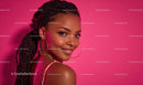 Smiling Woman with Braided Hair and Hoop Earrings