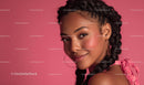 Smiling Woman with Braided Hair on Pink Background