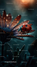 Ladybug Resting on a Dew-Kissed Daisy Petal