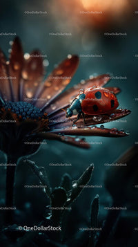 Ladybug Resting on a Dew-Kissed Daisy Petal