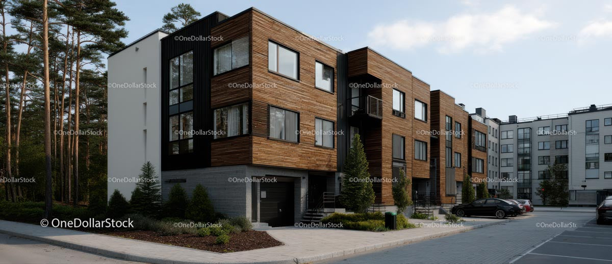 Contemporary Apartment Complex with Wooden Facade (32 Images)