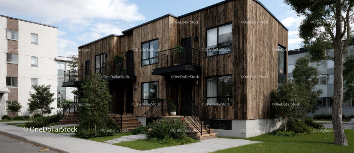 Modern Wooden Facade Residential Building