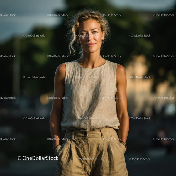 Casual Woman in Relaxed Outdoor Setting