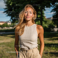 Confident Blonde Woman Enjoying a Sunny Day in the Park