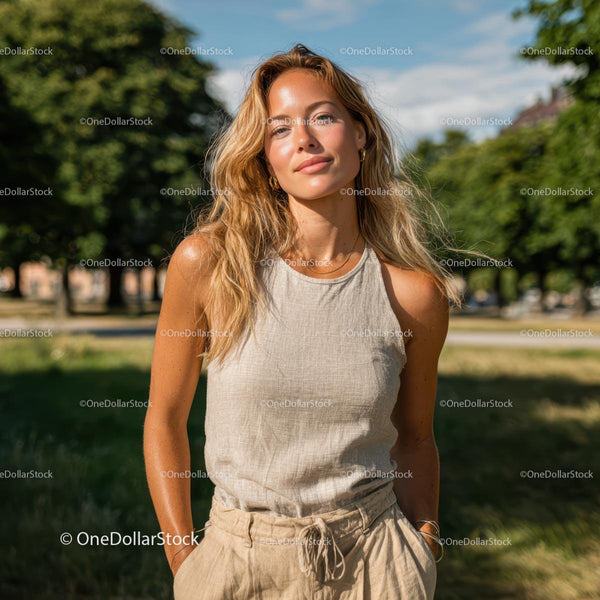 Relaxed Young Woman Enjoying the Sunny Day in the Park