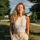Young Woman in Summer Outfit Enjoying Sunny Park