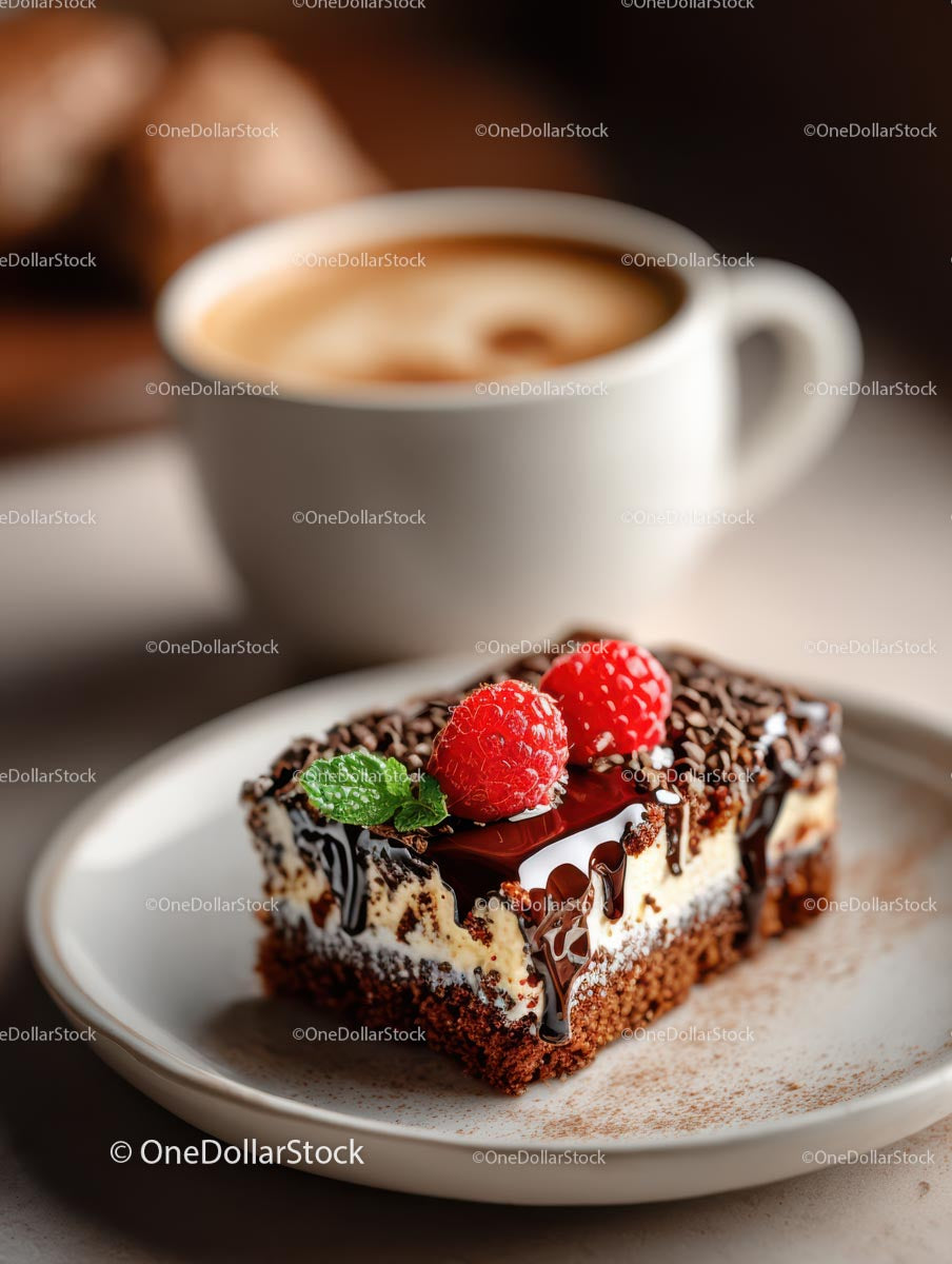 Chocolate Raspberry Cake with Latte