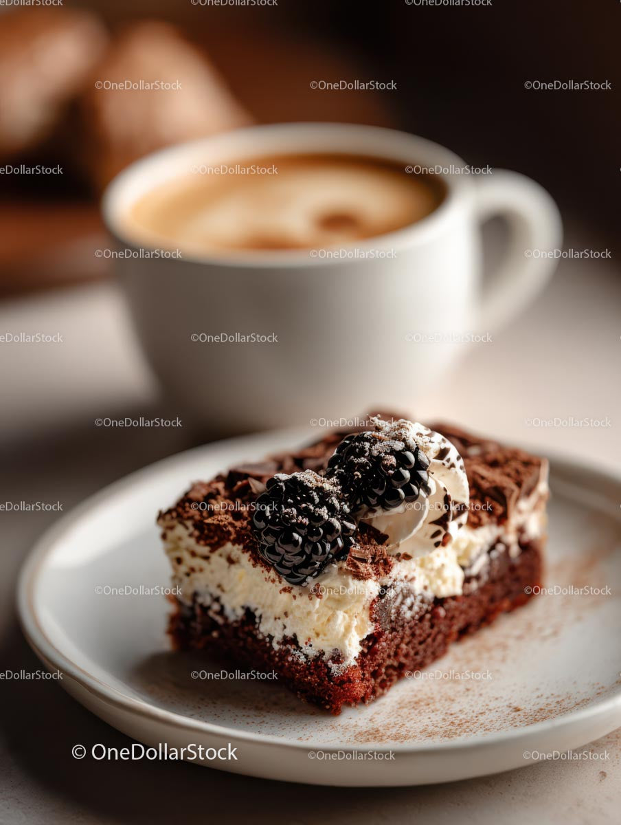 Coffee and Blackberry Chocolate Cake Delight