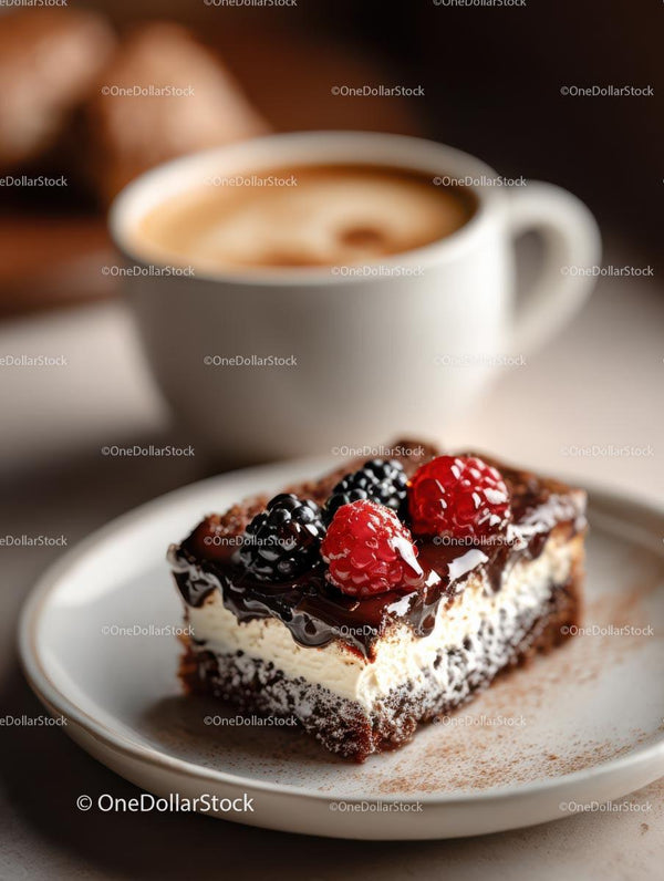 Gourmet Chocolate Berry Cake with Coffee