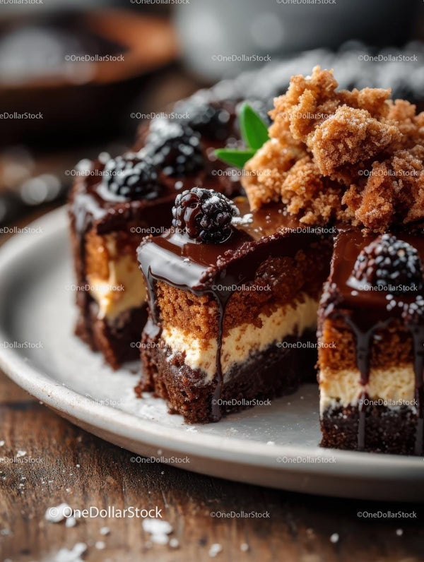Decadent Chocolate Cake with Berries and Crumble