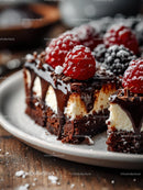 Decadent Chocolate Cake with Berries and Cream