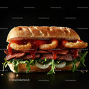 Gourmet Burger with Onion Rings and Arugula
