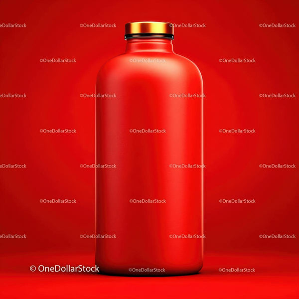 Vibrant Red Bottle on Matching Background JPG Mockup Image