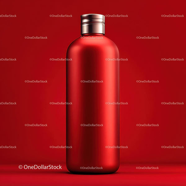 Sleek Red Metal Bottle with Modern Design JPG Mockup Image