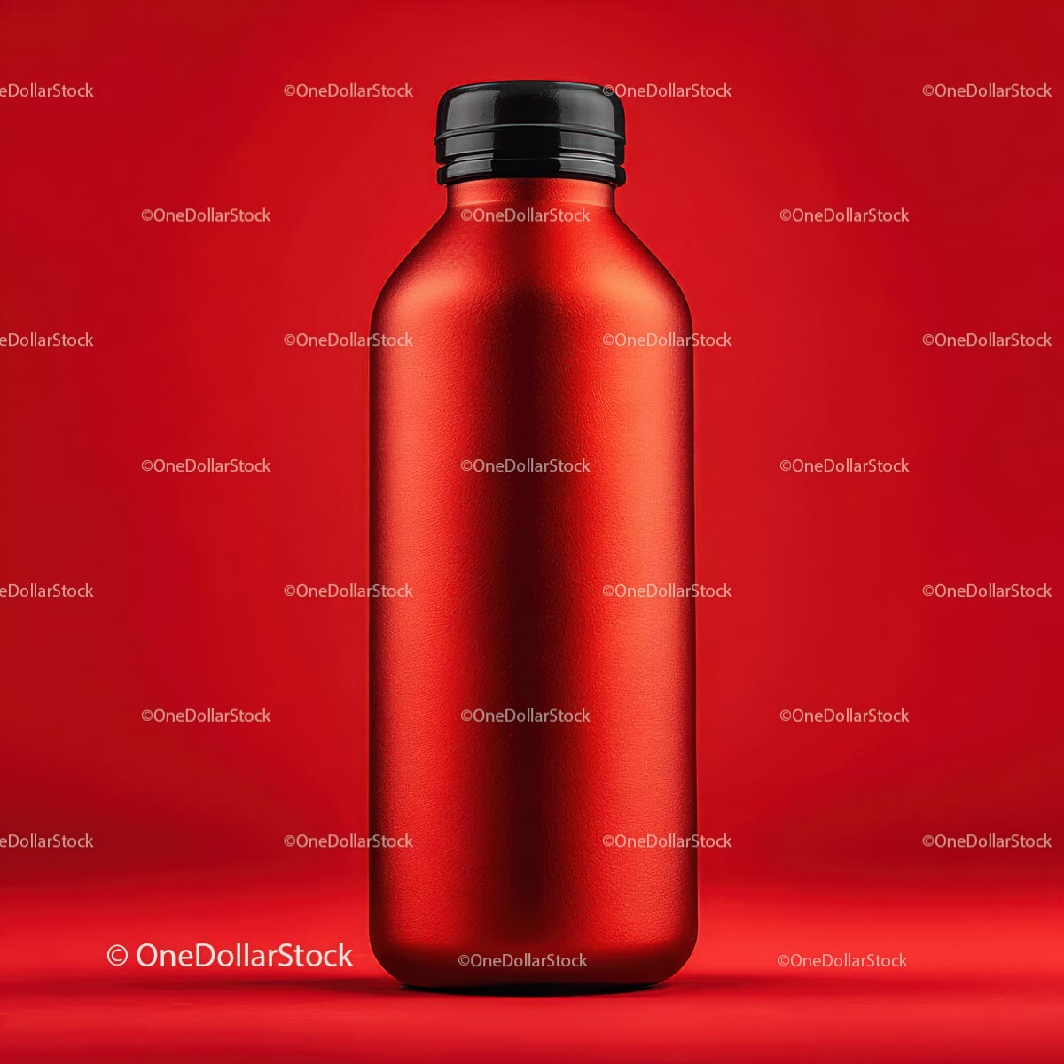 Red Bottle with Minimalist Design Against Bold Background