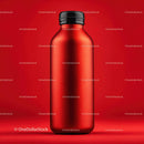 Red Bottle with Minimalist Design Against Bold Background