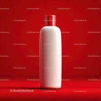 Red Bottle with Minimalist Design Against Bold Background