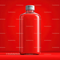 Red Bottle with Minimalist Design Against Bold Background