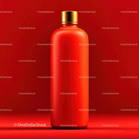 Vibrant Red Bottle with Gold Cap on Monochrome Background