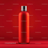 Red Bottle with Minimalist Design Against Bold Background