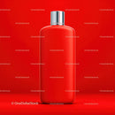 Red Bottle with Minimalist Design Against Bold Background