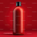 Red Bottle with Minimalist Design Against Bold Background