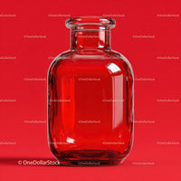 Red Bottle with Minimalist Design Against Bold Background