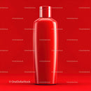 Red Bottle with Minimalist Design Against Bold Background