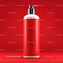Red Bottle with Minimalist Design Against Bold Background