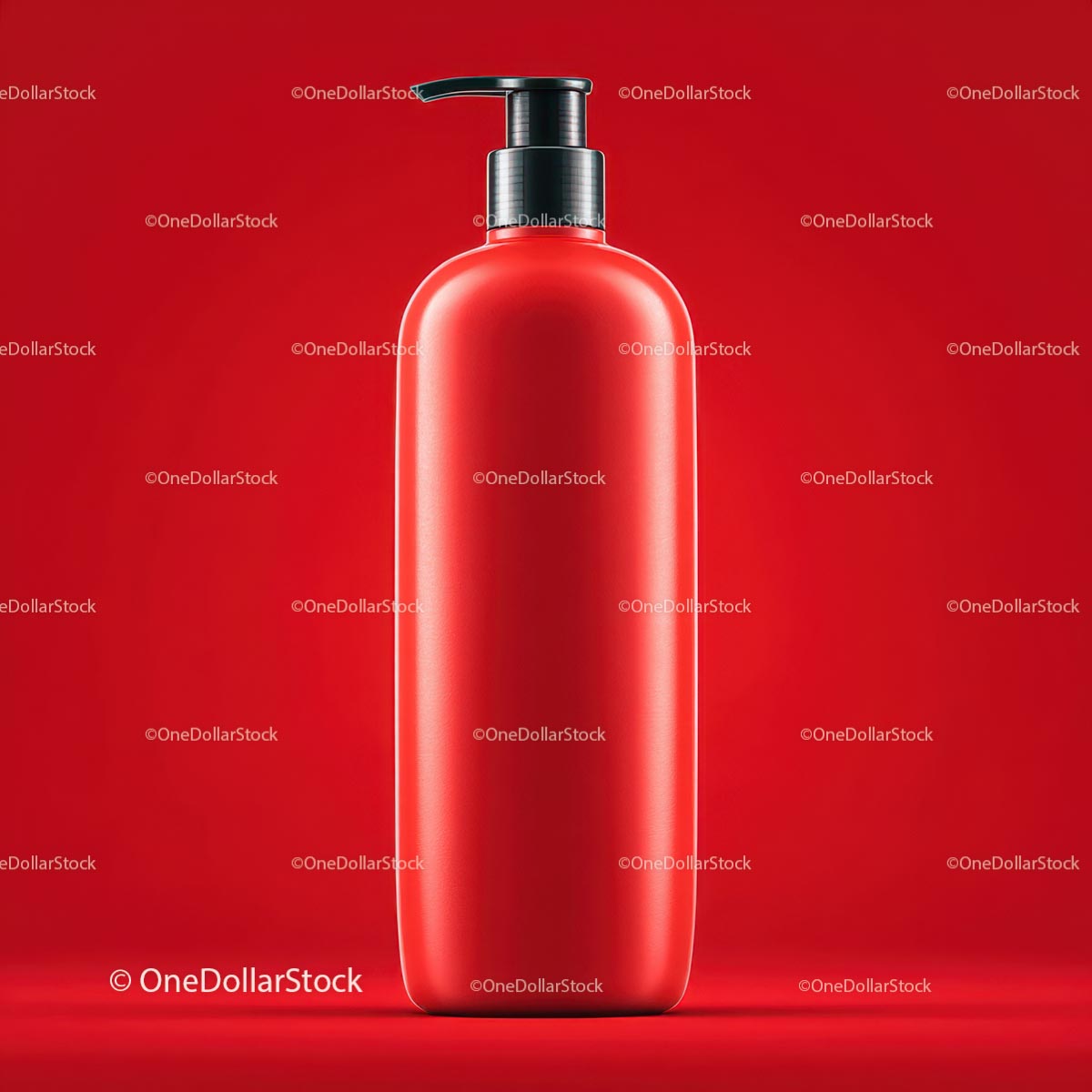 Red Pump Dispenser Bottle on Vibrant Background