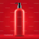 Red Bottle with Minimalist Design Against Bold Background